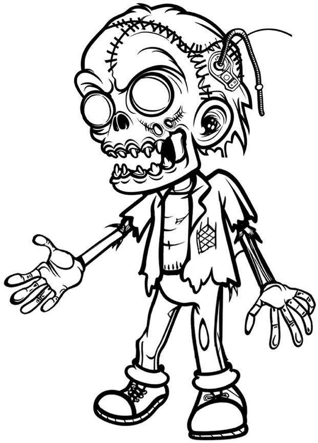 malvorlage-zombie-mit-roboterelementen