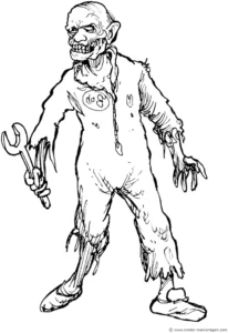malvorlage-zombie-mit-schraubenschluessel-fuer-halloween
