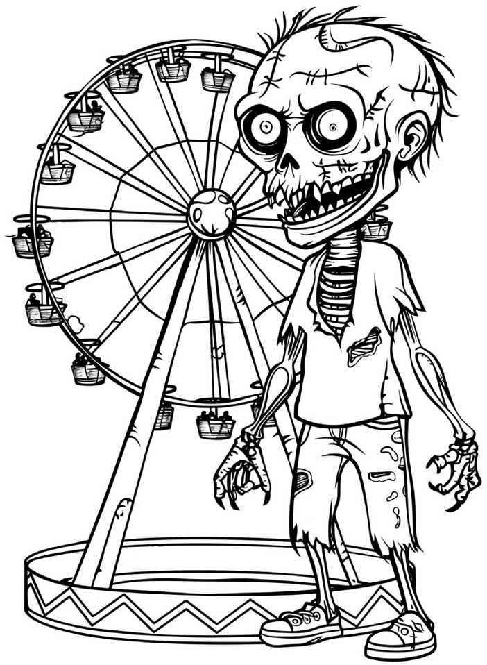 malvorlage-zombie-vor-riesenrad-halloween
