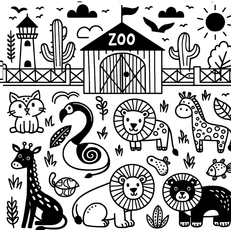 malvorlage-zoo-mit-tieren-zum-ausmalen