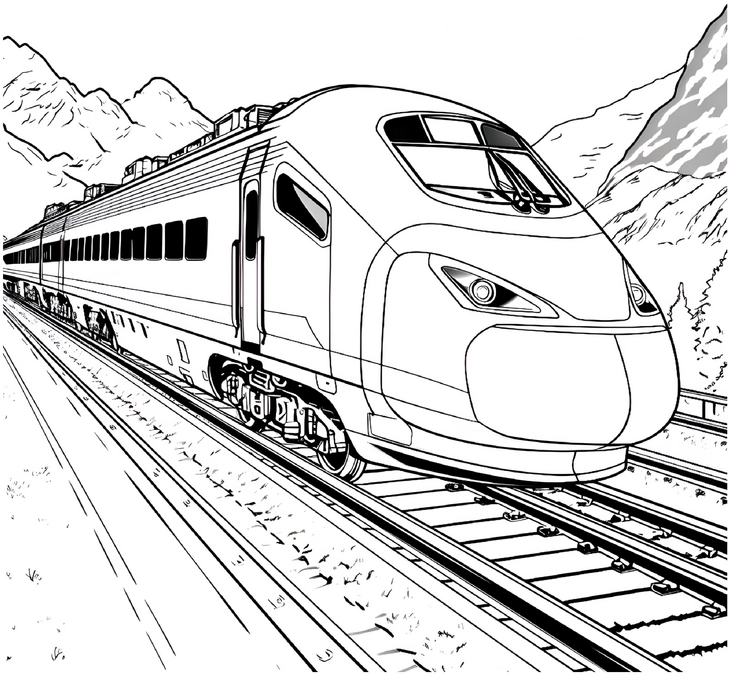 malvorlage-zug-durch-die-berge