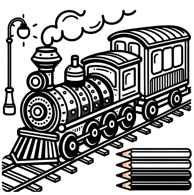 malvorlage-zug-mit-waggon-und-laterne