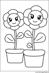 malvorlage-zwei-freundliche-blumen-ausmalen