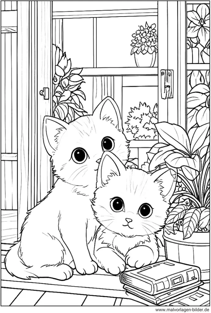 malvorlage-zwei-katzenbabys-zum-ausmalen