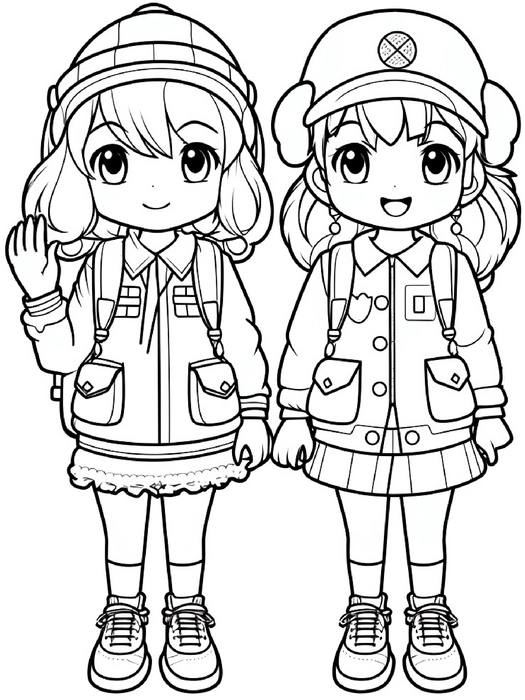 malvorlage-zwei-maedchen-zum-ausmalen