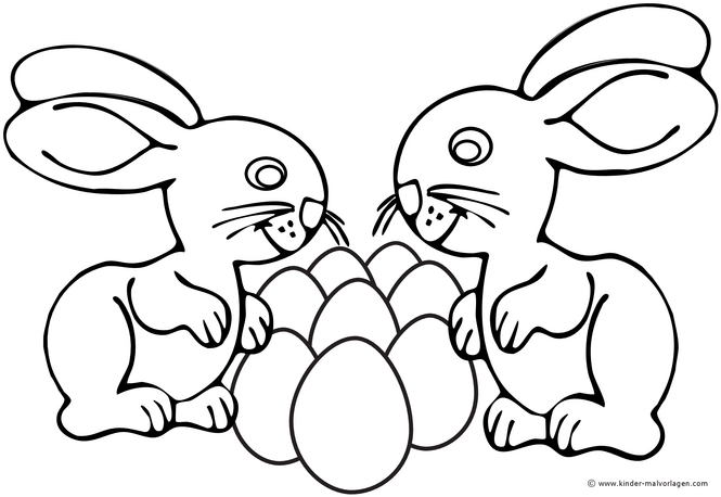 malvorlage-zwei-osterhasen-und-ostereier