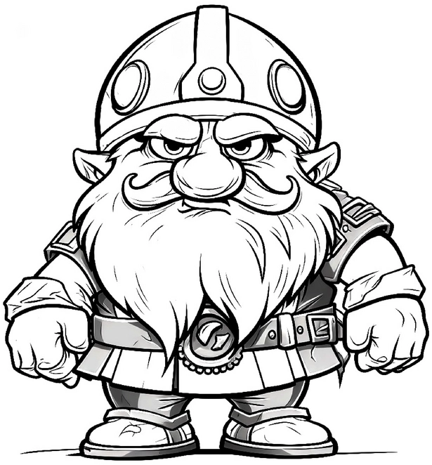 malvorlage-zwerg-krieger-bart-ausmalen