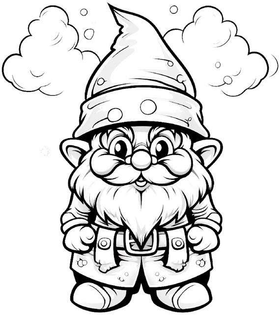 malvorlage-zwerg-mit-wolken-fuer-kinder