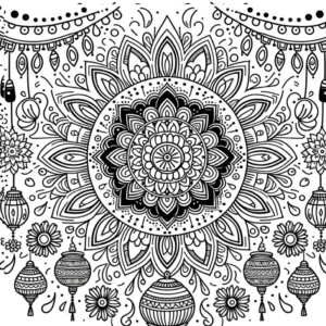 mandala-florale-muster-und-laternen-ausmalen