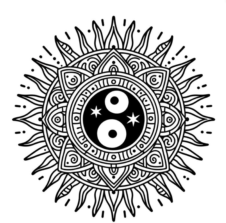 mandala-sonnenmotiv-yin-yang-malvorlage
