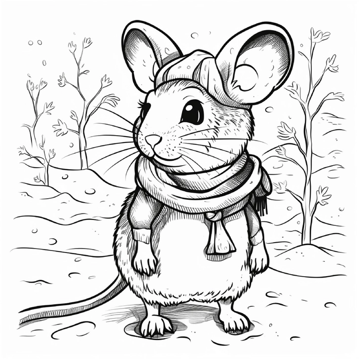 maus-mit-hut-und-schal-in-winterlandschaft