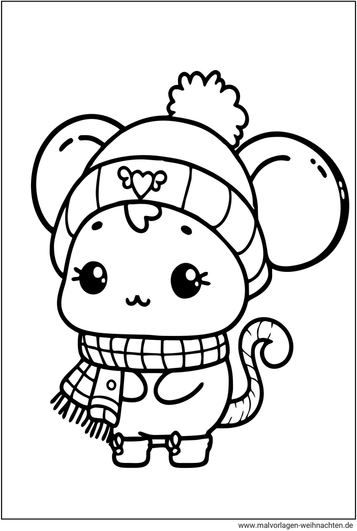 maus-mit-muetze-und-schal-im-winter-ausmalvorlage