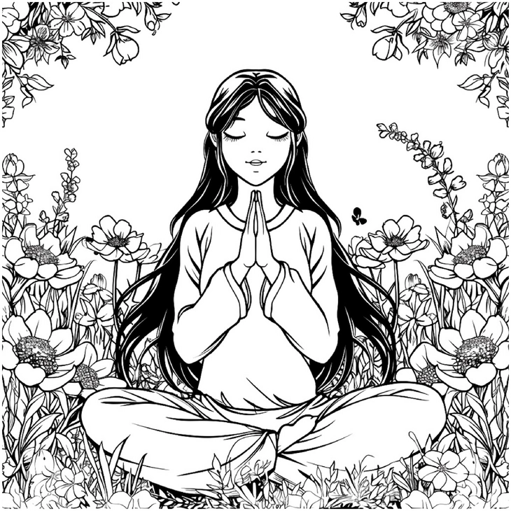 meditierende-person-in-bluehender-natur