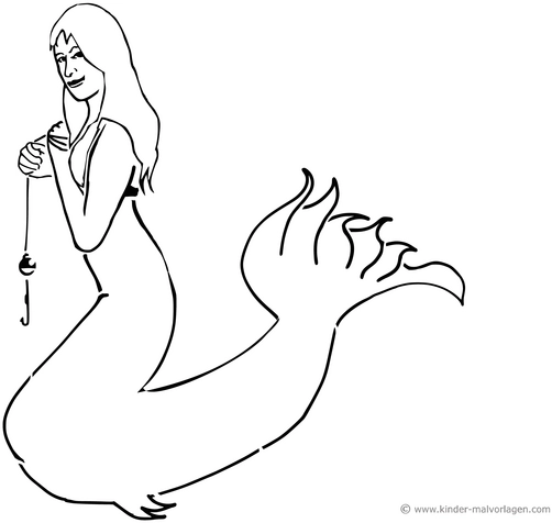 meerjungfrau-mit-angel-ausmalvorlage
