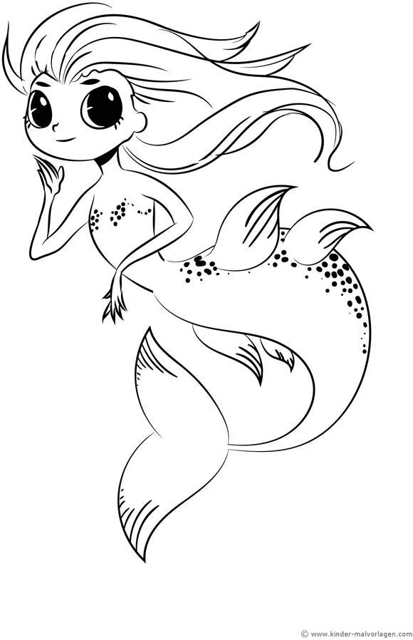 meerjungfrau-mit-grossen-augen-ausmalvorlage