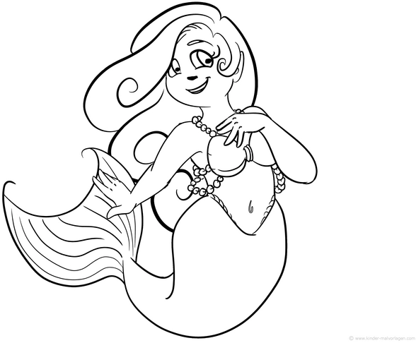 meerjungfrau-mit-muschel-ausmalvorlage