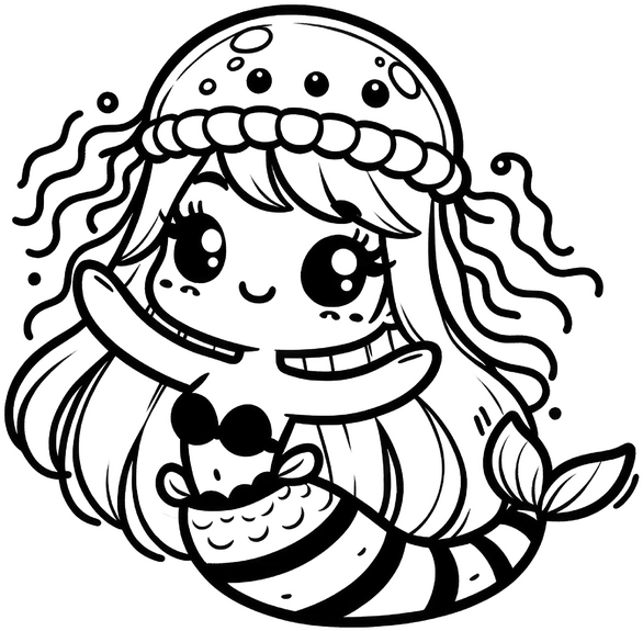 meerjungfrau-mit-quallen-und-fischen