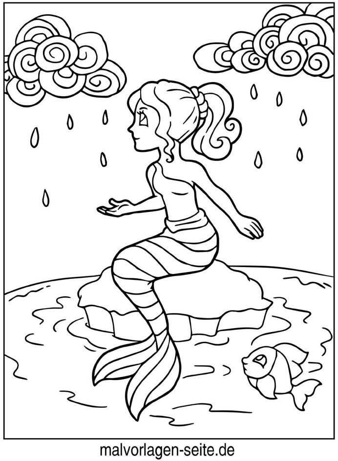 meerjungfrau-regen-fisch-ausmalvorlage