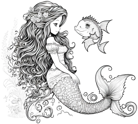 meerjungfrau-und-fisch-ausmalvorlage-kreativ-entdecken
