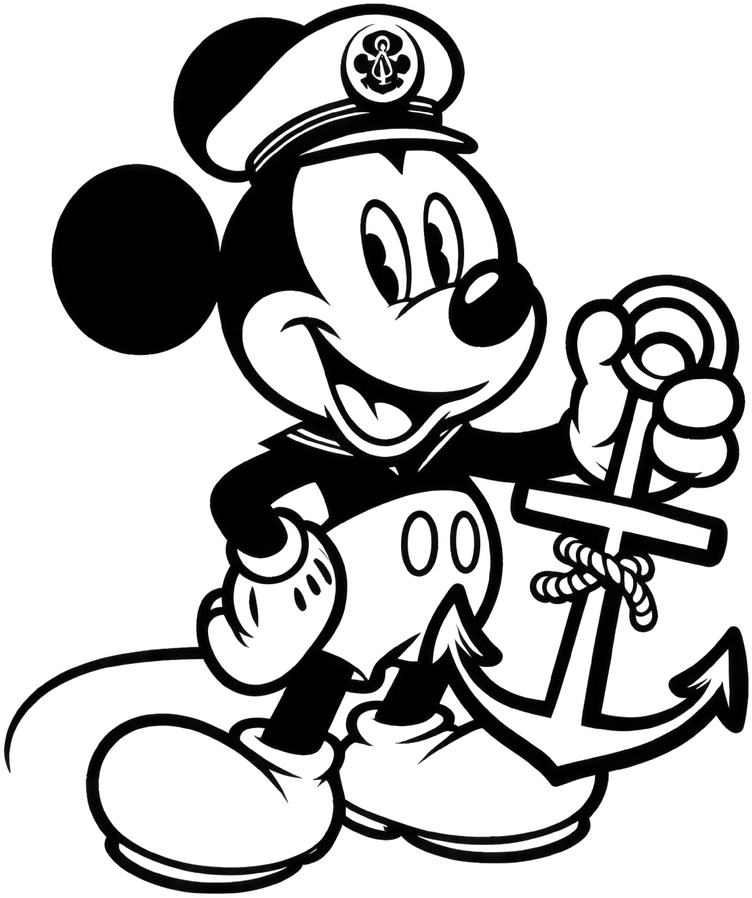 mickey-maus-kapitän-anker-ausmalbild