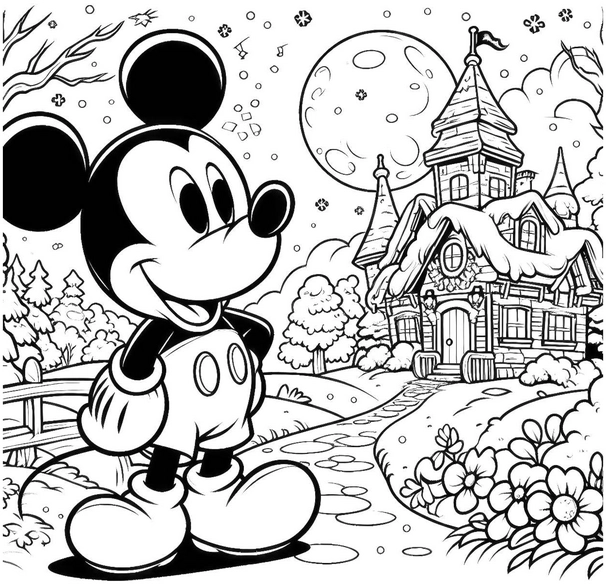 mickey-maus-malvorlage-vor-einem-haus