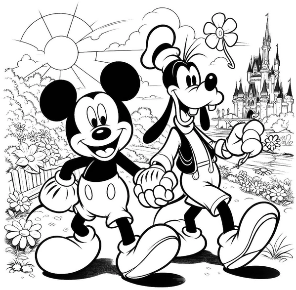 mickey-mouse-goofy-in-der-natur