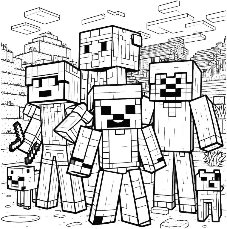 minecraft-charaktere-und-tiere-ausmalvorlage