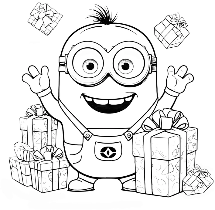 minion-mit-geschenken-malvorlage