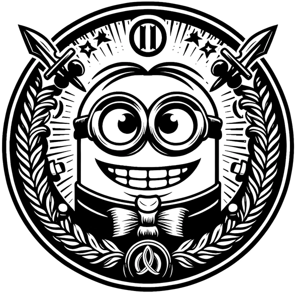 minion-mit-schwertern-und-kraenzchen-ausmalvorlage