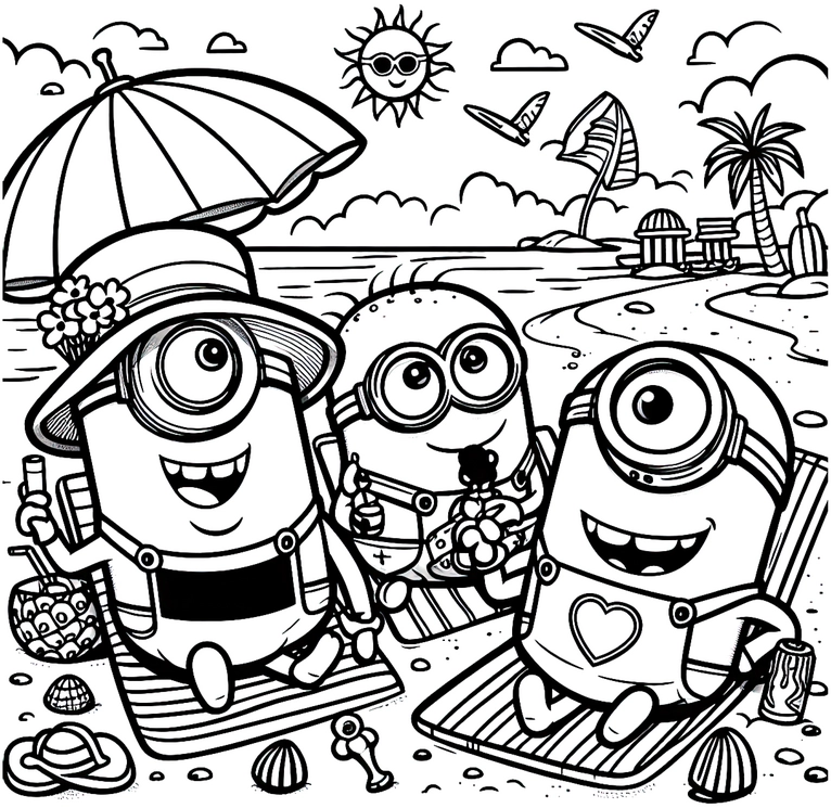 minions-am-strand-ausmalbild