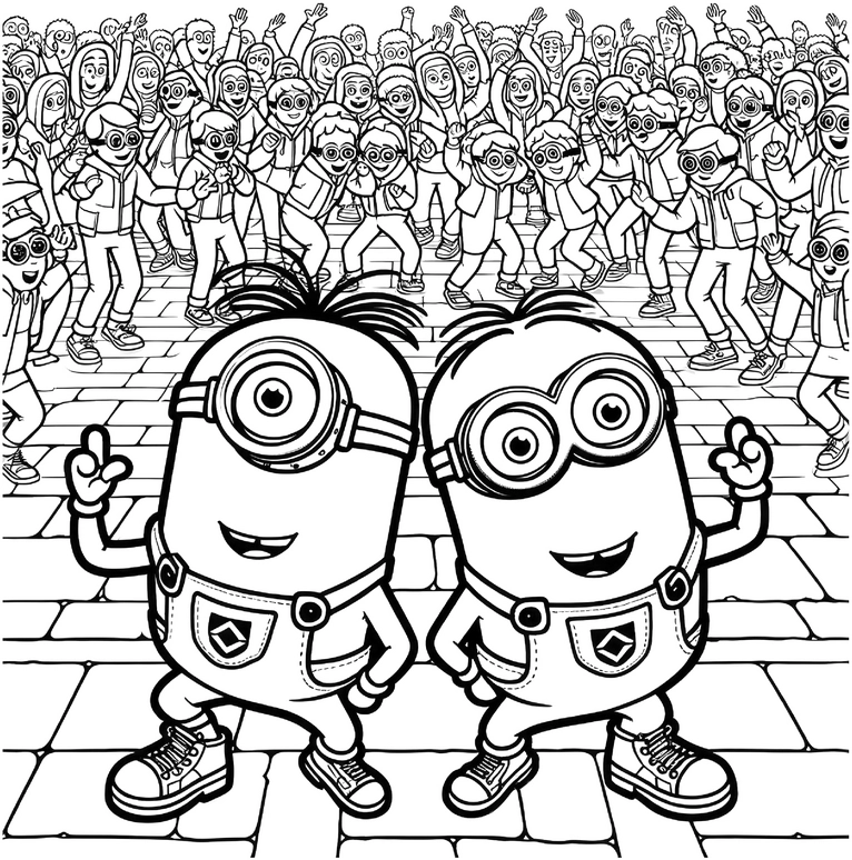 minions-ausmalvorlage-feiernde-menschen