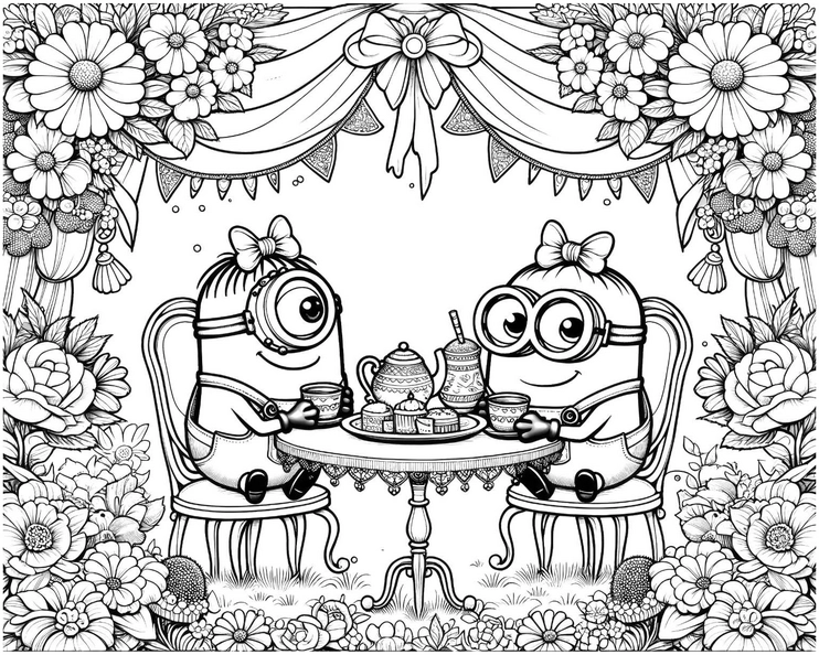 minions-bei-teeparty-und-blumen