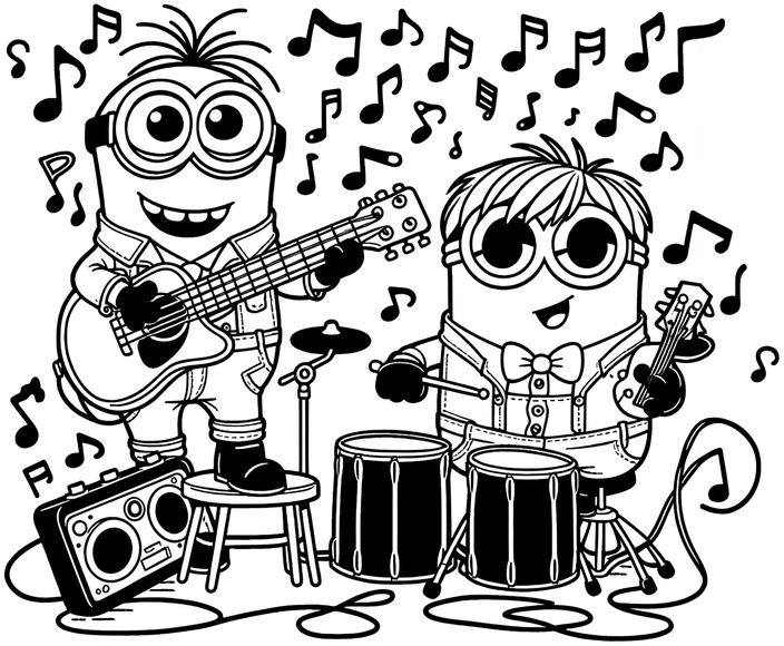 minions-beim-musizieren-malvorlage
