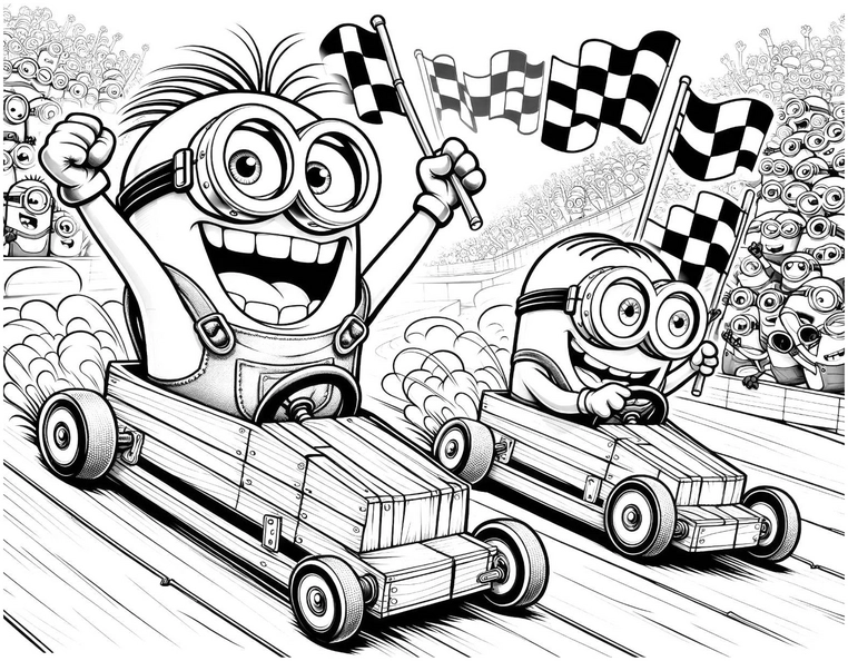minions-im-rennsport-ausmalbild