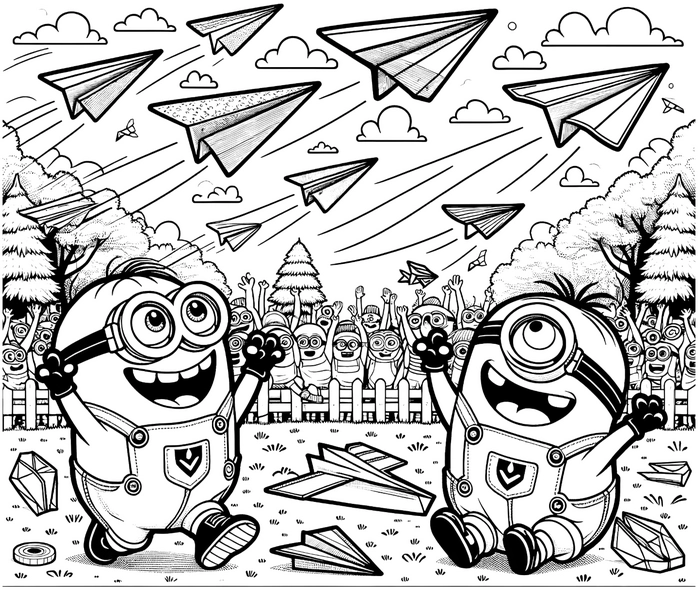 minions-papierflieger-ausmalvorlage