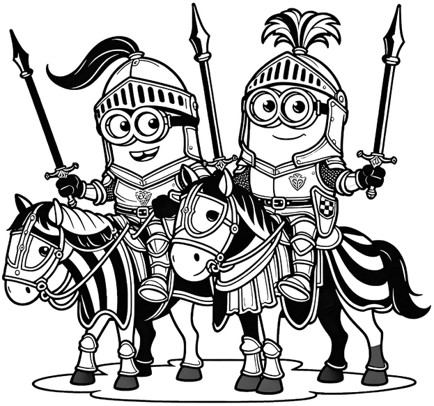 minions-ritter-pferde-ausmalbild