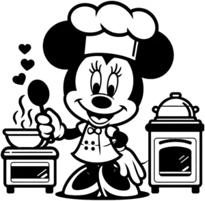 minnie-maus-in-der-kueche-ausmalvorlage
