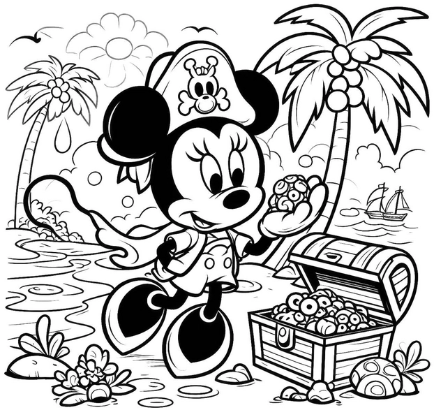 minnie-maus-piratin-mit-schatz