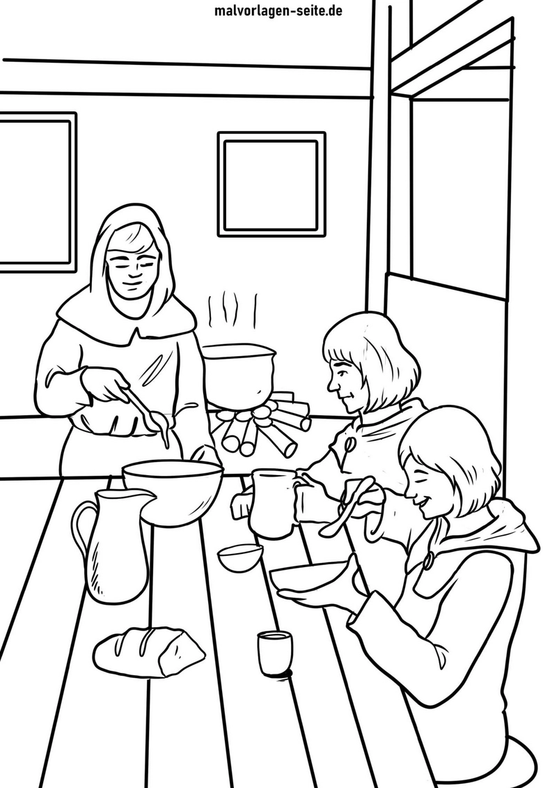 mittelalterliche-essensszene-mit-familie-und-kindern