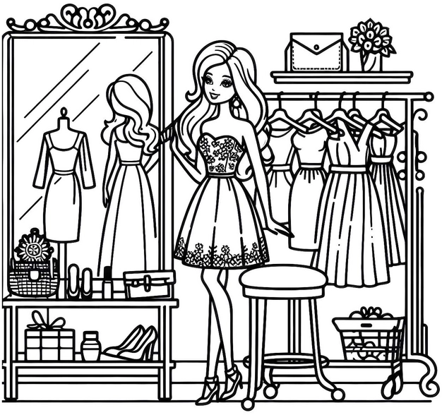 mode-ausmalvorlage-kleider-accessoires