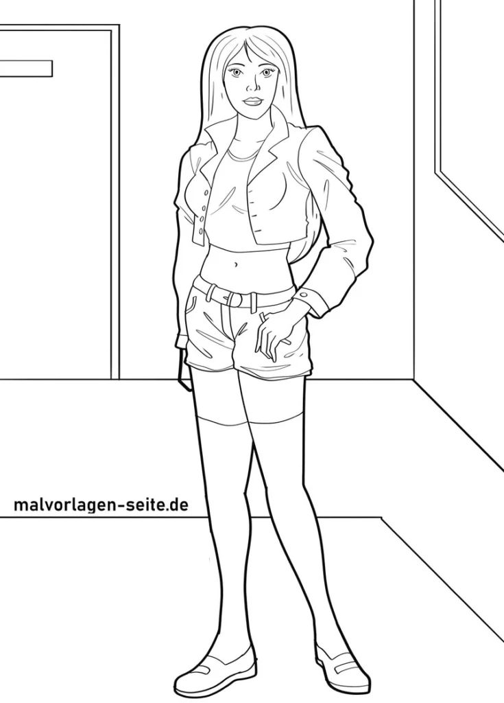 modebewusste-frau-ausmalvorlage