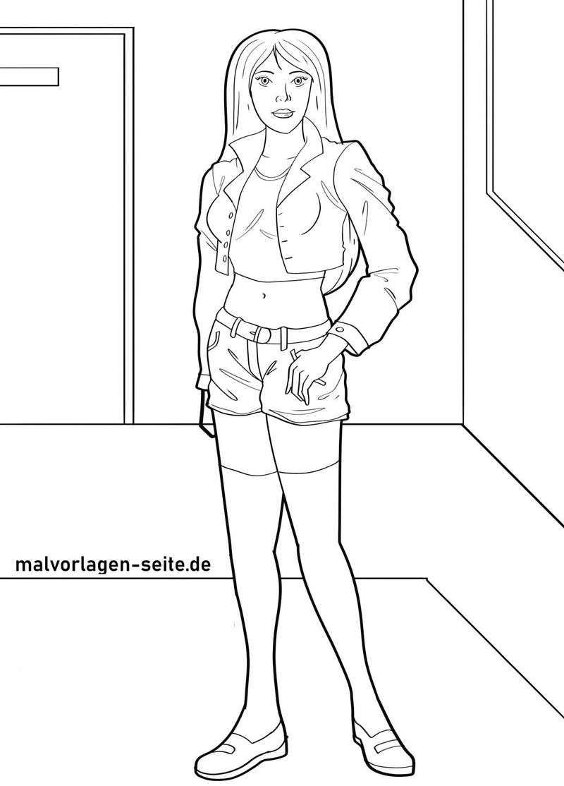 modebewusste-frau-ausmalvorlage