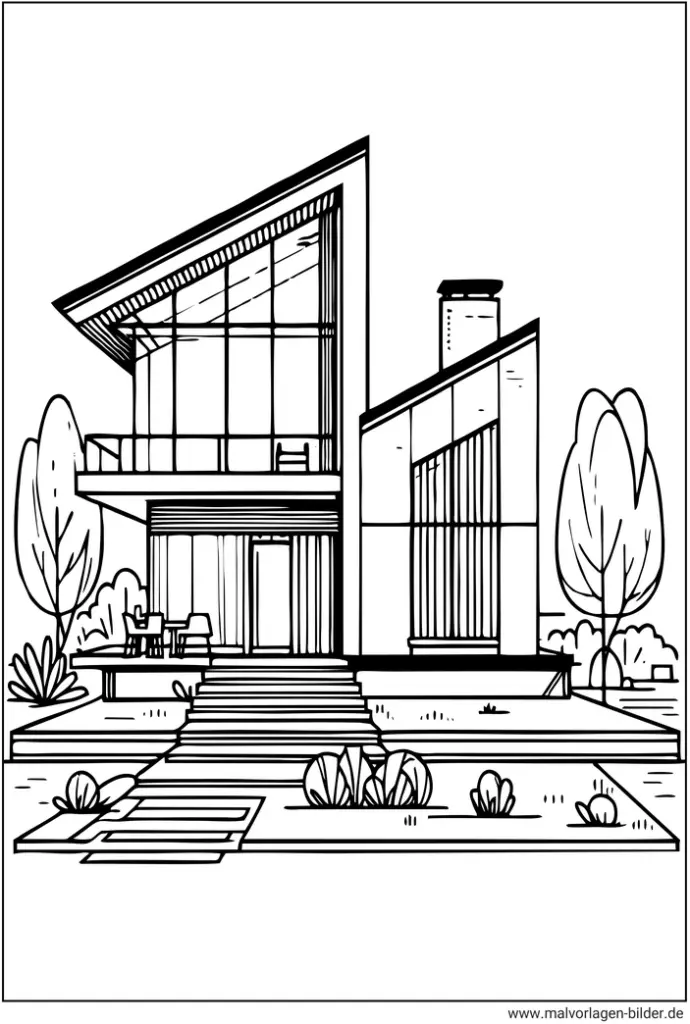 modernes-designhaus-ausmalvorlage