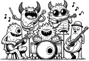 monsterband-musik-ausmalvorlage