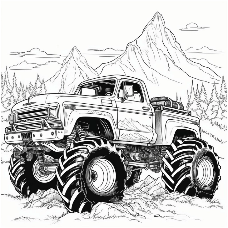 monstertruck-auf-dem-huegel-mit-berglandschaft