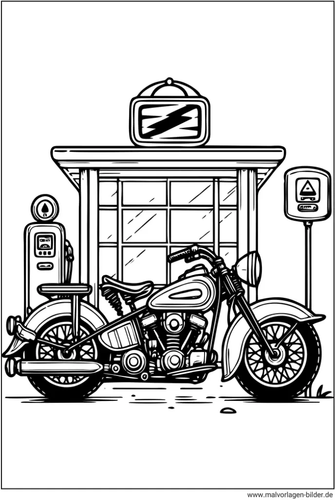 motorrad-an-alter-tankstelle-ausmalbild