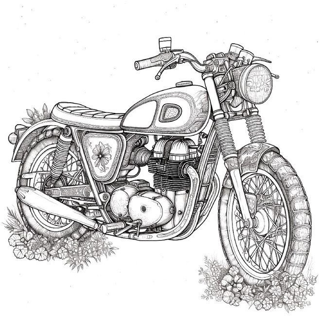motorrad-blumen-design-ausmalvorlage