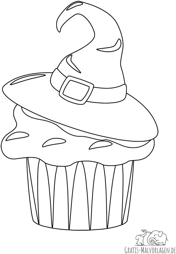 muffin-mit-hexenhut-malvorlage