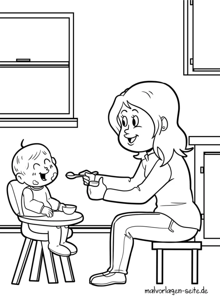 mutter-baby-beim-fuettern-in-der-kueche