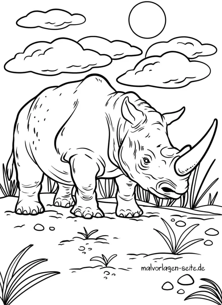 nashorn-in-der-natur-ausmalvorlage